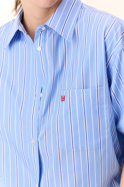 Leon & Harper | Cotton Poplin Button-Down Shirt - Sky