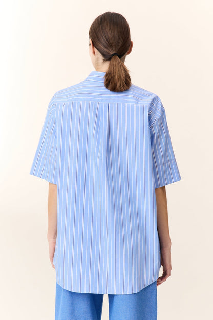 Leon & Harper | Cotton Poplin Button-Down Shirt - Sky