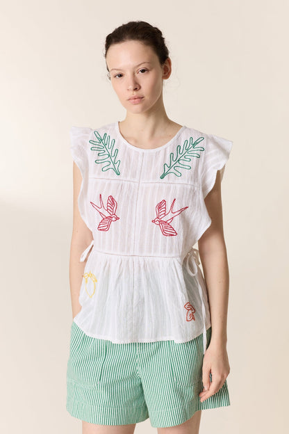 LEON & HARPER | Conor Brd Blouse - Embroidered Organic Cotton
