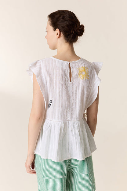 LEON & HARPER | Conor Brd Blouse - Embroidered Organic Cotton