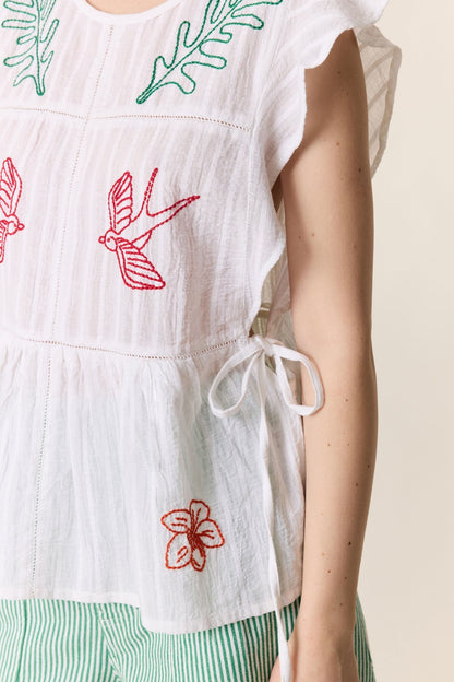 LEON & HARPER | Conor Brd Blouse - Embroidered Organic Cotton