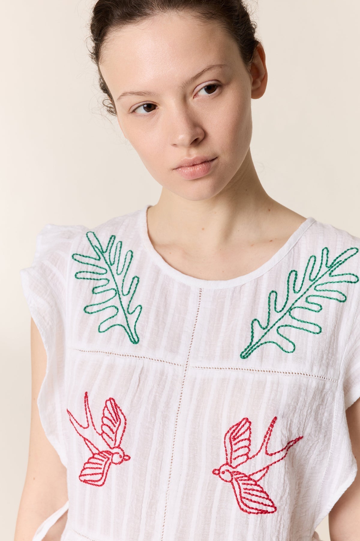 LEON & HARPER | Conor Brd Blouse - Embroidered Organic Cotton
