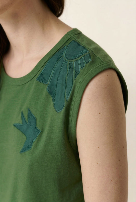Unisex Tank Top Sleeveless Cotton Jersey Knit - Bird Green