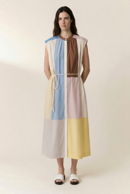 Women's Dress 100 Percent Cotton Poplin - Mint Leaf Multi