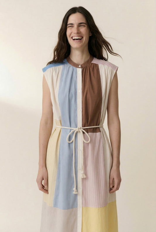 Women's Dress 100 Percent Cotton Poplin - Mint Leaf Multi