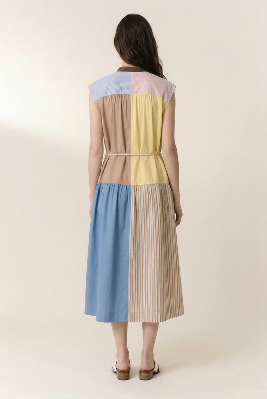 Women's Dress 100 Percent Cotton Poplin - Mint Leaf Multi