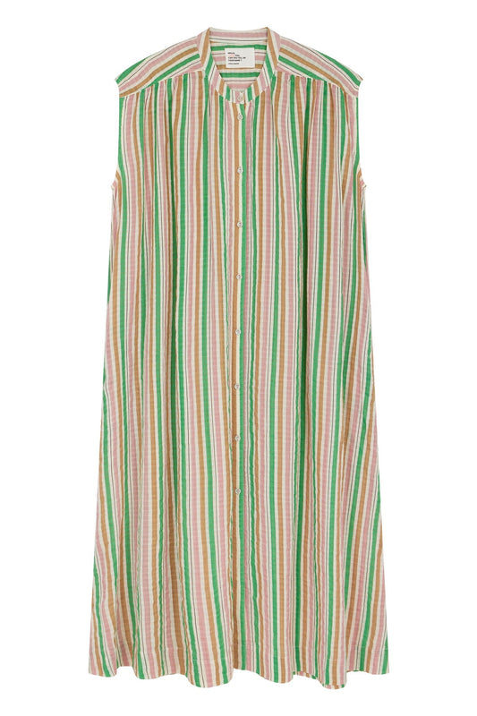 Women's Maxi Dress 100 Percent Cotton Poplin - Mint Leaf Multi