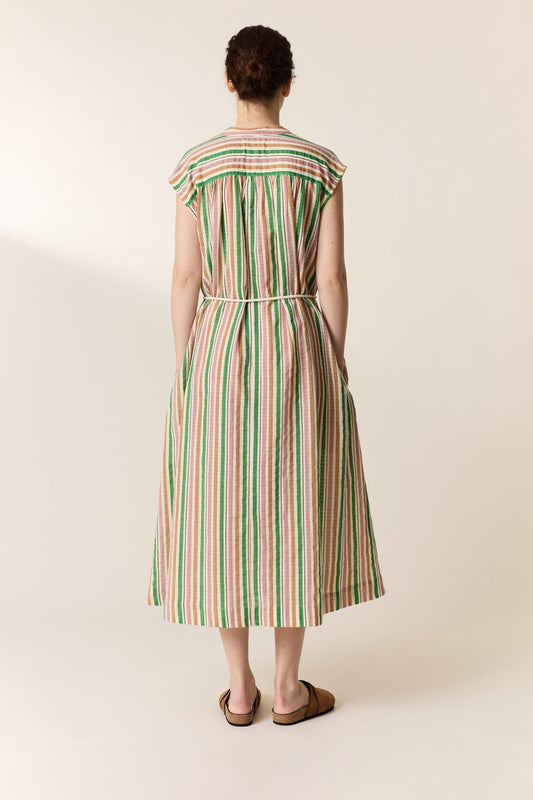 Women's Maxi Dress 100 Percent Cotton Poplin - Mint Leaf Multi