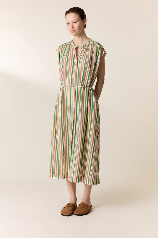 Women's Maxi Dress 100 Percent Cotton Poplin - Mint Leaf Multi