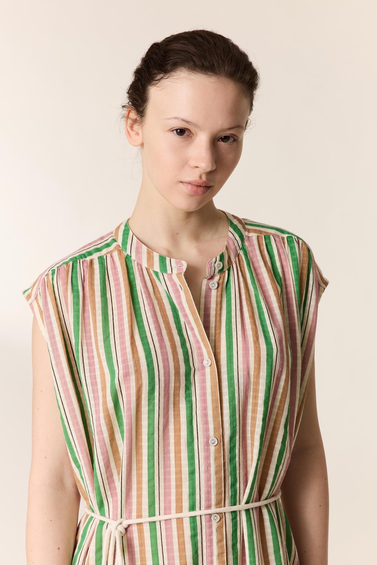 Women's Maxi Dress 100 Percent Cotton Poplin - Mint Leaf Multi
