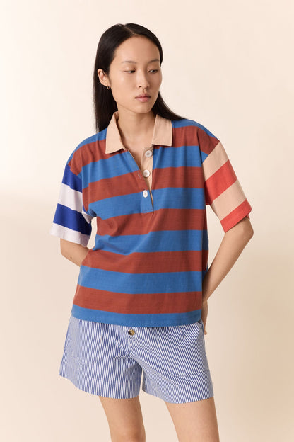 Leon & Harper | Salty Striped Graphic Tee - color Organic Cotton Multi