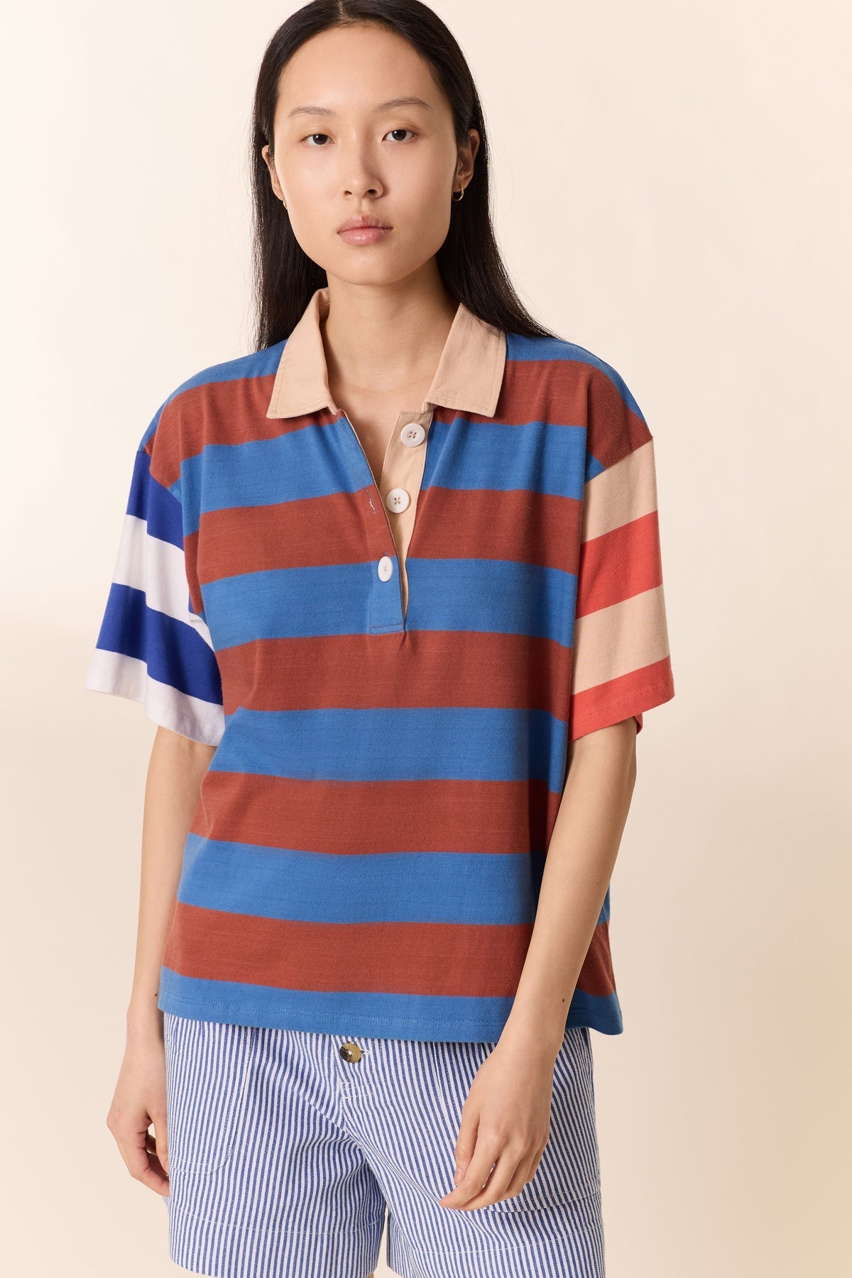 Leon & Harper | Salty Striped Graphic Tee - color Organic Cotton Multi