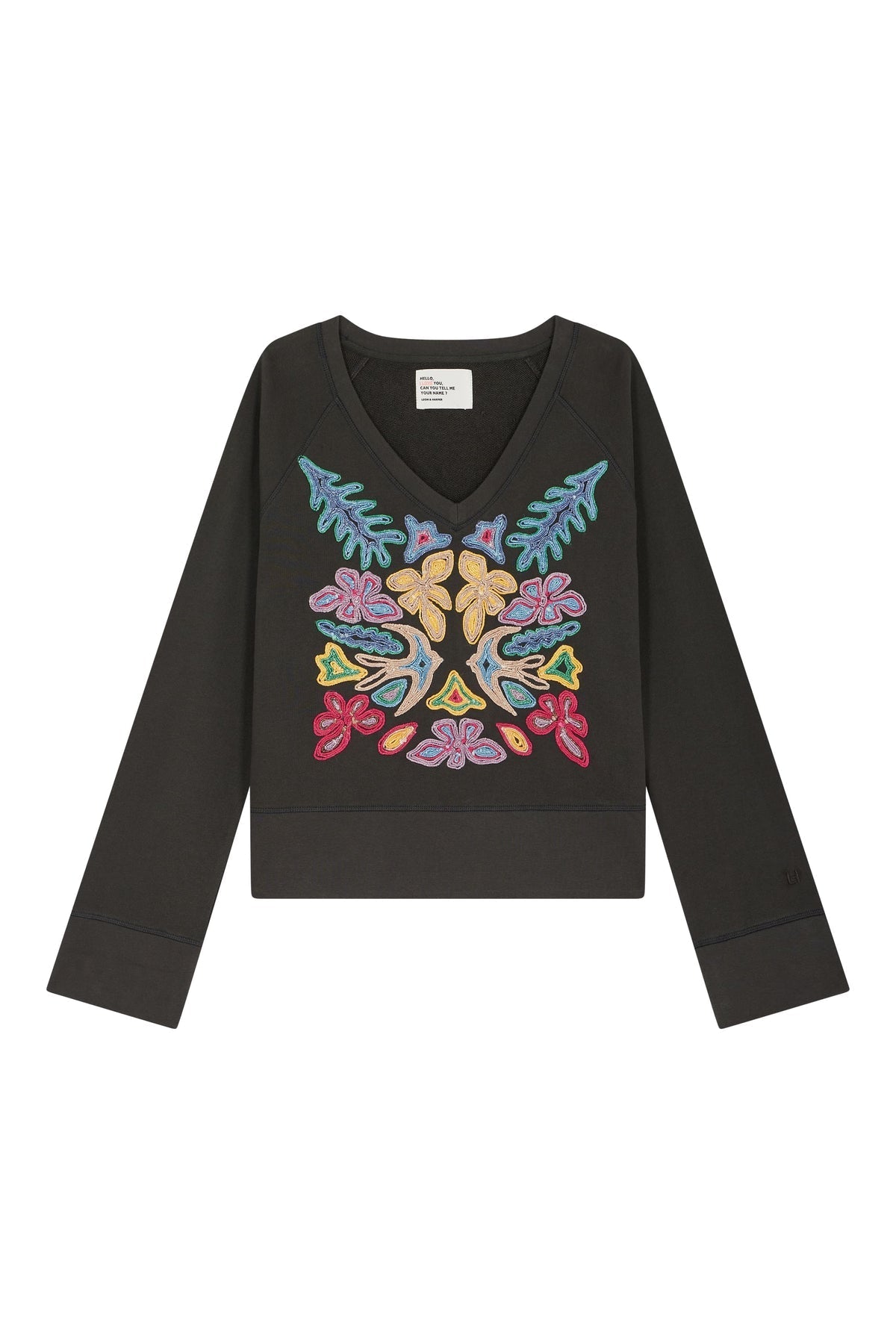Leon & Harper | Shavi Dori Embroidered Sweatshirt - Organic Cotton Carbone