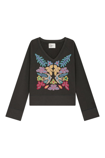 Leon & Harper | Shavi Dori Embroidered Sweatshirt - Organic Cotton Carbone