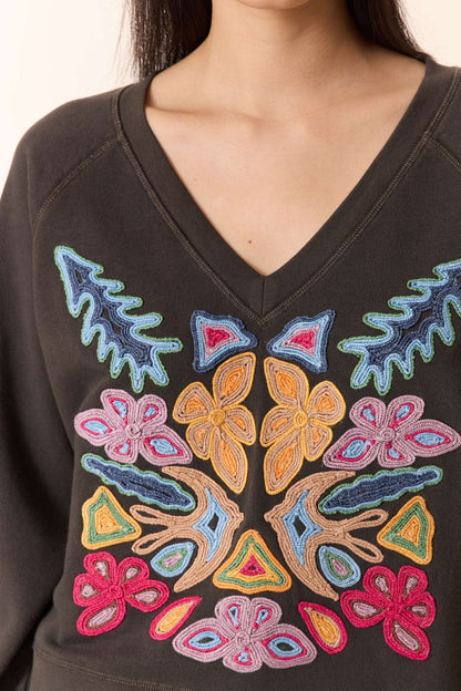 Leon & Harper | Shavi Dori Embroidered Sweatshirt - Organic Cotton Carbone