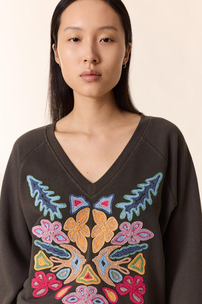Leon & Harper | Shavi Dori Embroidered Sweatshirt - Organic Cotton Carbone