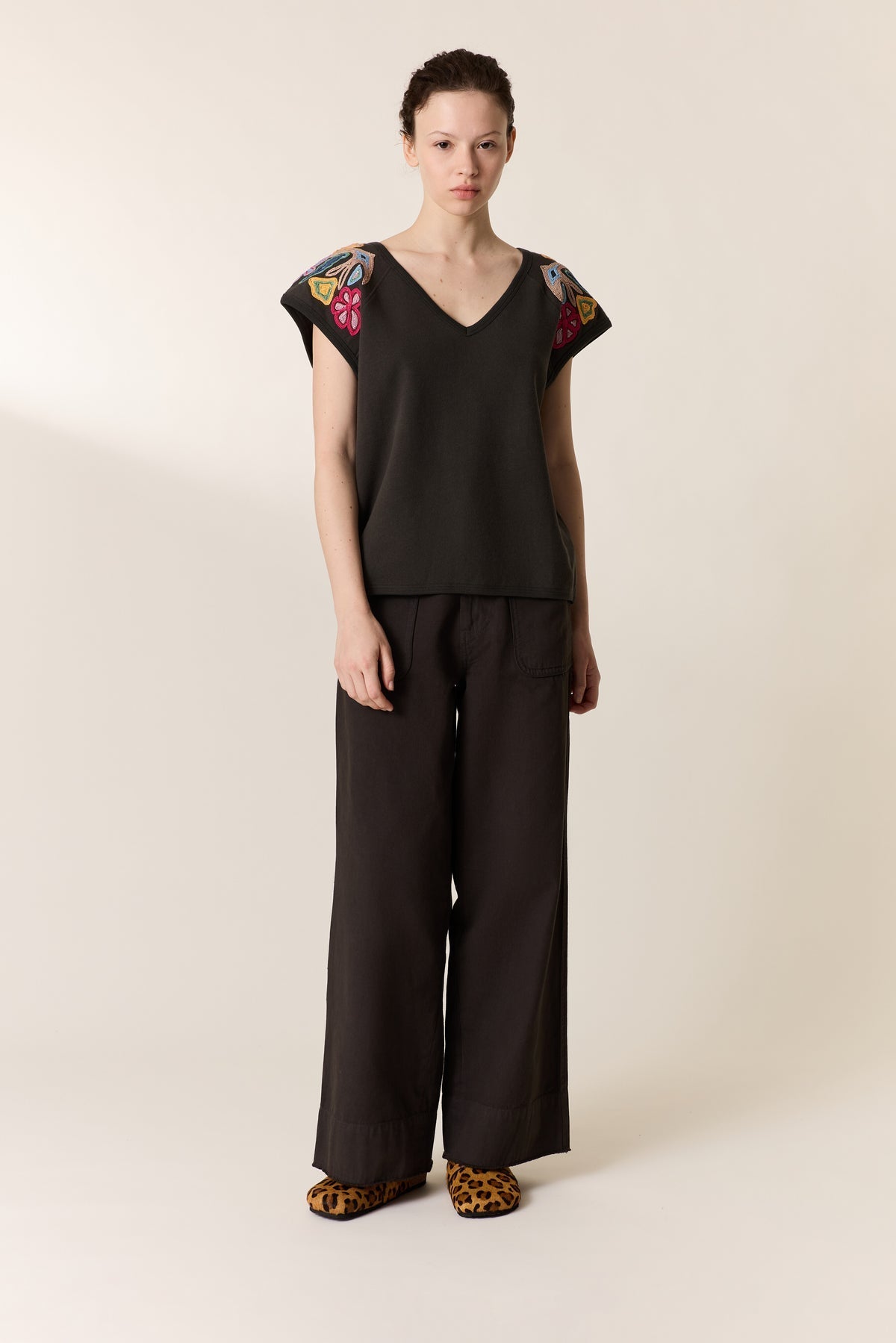 LEON & HARPER | Simon Dori Embroidered Organic Cotton T-shirt