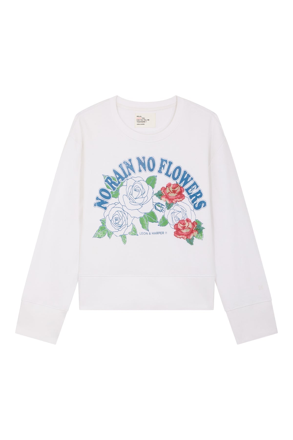 Women's Sweatshirt Soft Cotton Fleece - Rain White