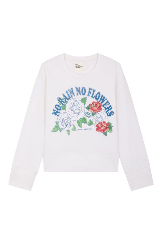 Women's Sweatshirt Soft Cotton Fleece - Rain White