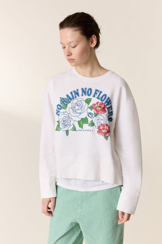 Women's Sweatshirt Soft Cotton Fleece - Rain White