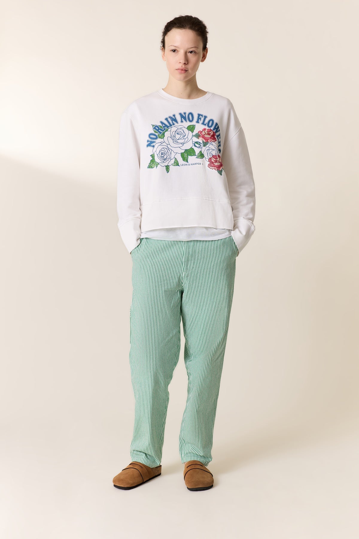 Women's Sweatshirt Soft Cotton Fleece - Rain White