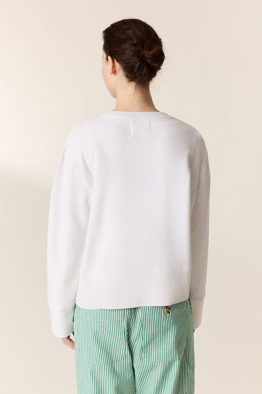 Women's Sweatshirt Soft Cotton Fleece - Rain White