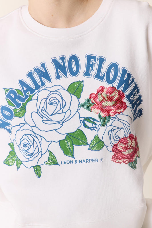 Women's Sweatshirt Soft Cotton Fleece - Rain White