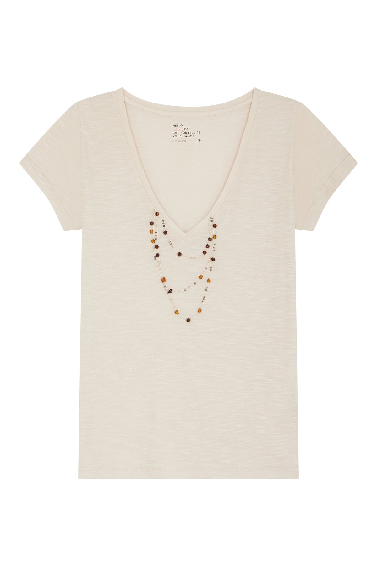 Leon & Harper | Tonton Pearl-Embellished T-Shirt - Chalk
