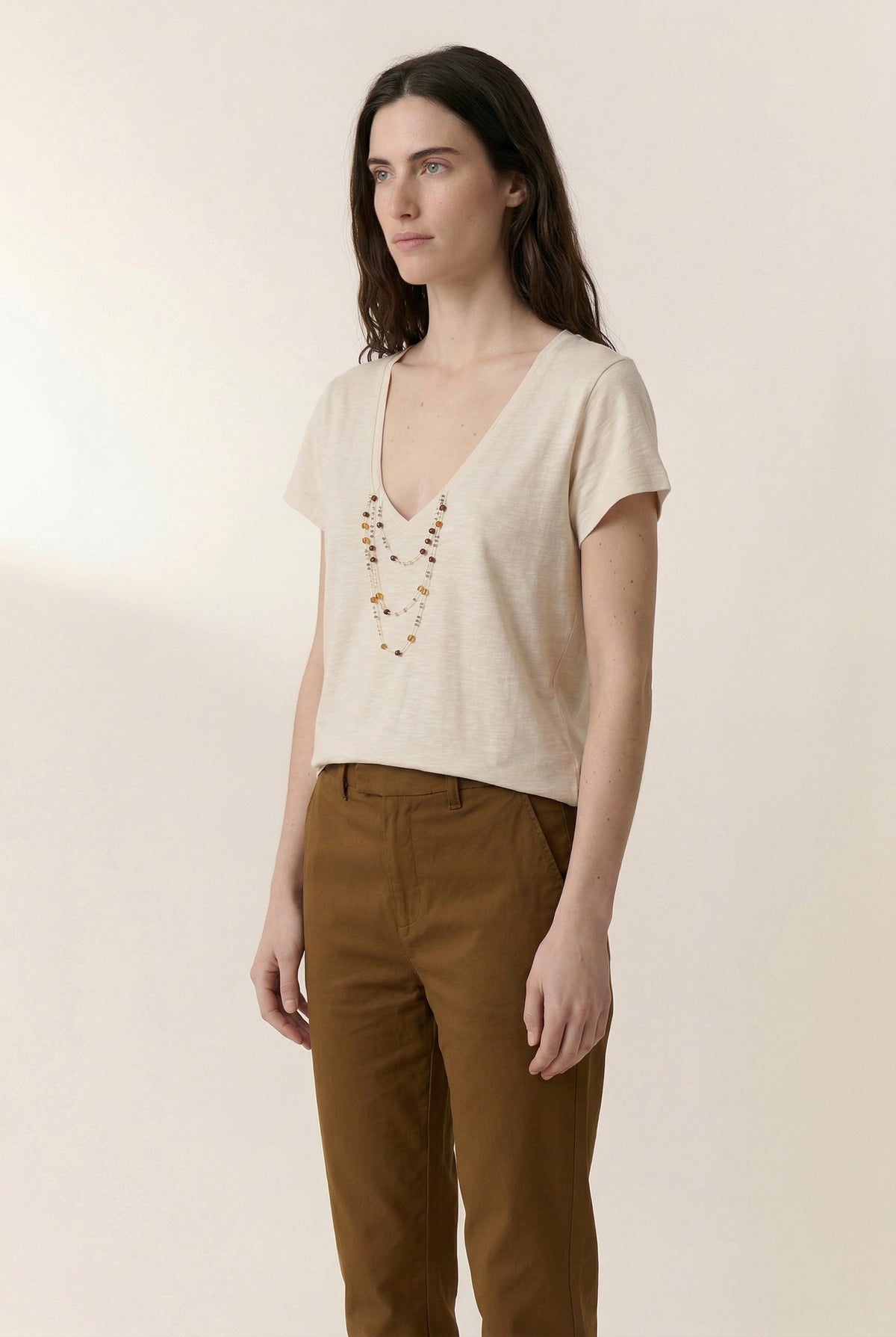 Leon & Harper | Tonton Pearl-Embellished T-Shirt - Chalk