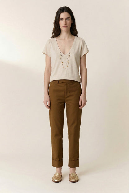Leon & Harper | Tonton Pearl-Embellished T-Shirt - Chalk