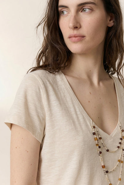 Leon & Harper | Tonton Pearl-Embellished T-Shirt - Chalk