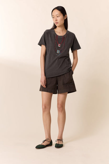 Leon & Harper | Toro Summer T-shirt - Beaded Heart Embroidery