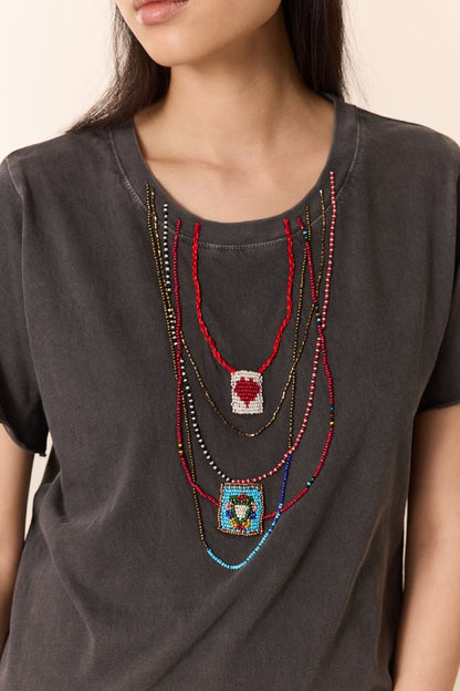Leon & Harper | Toro Summer T-shirt - Beaded Heart Embroidery