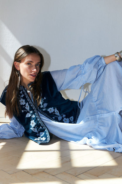 LOLLYS LAUNDRY | Gilet Binll Velour Vest - Blue