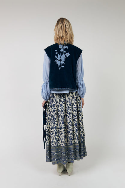 LOLLYS LAUNDRY | Gilet Binll Velour Vest - Blue