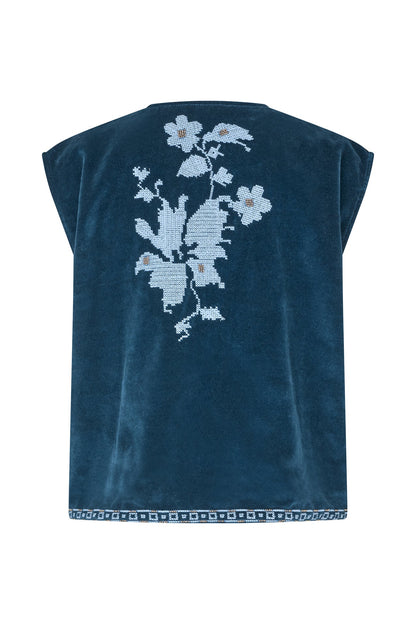 LOLLYS LAUNDRY | Gilet Binll Velour Vest - Blue