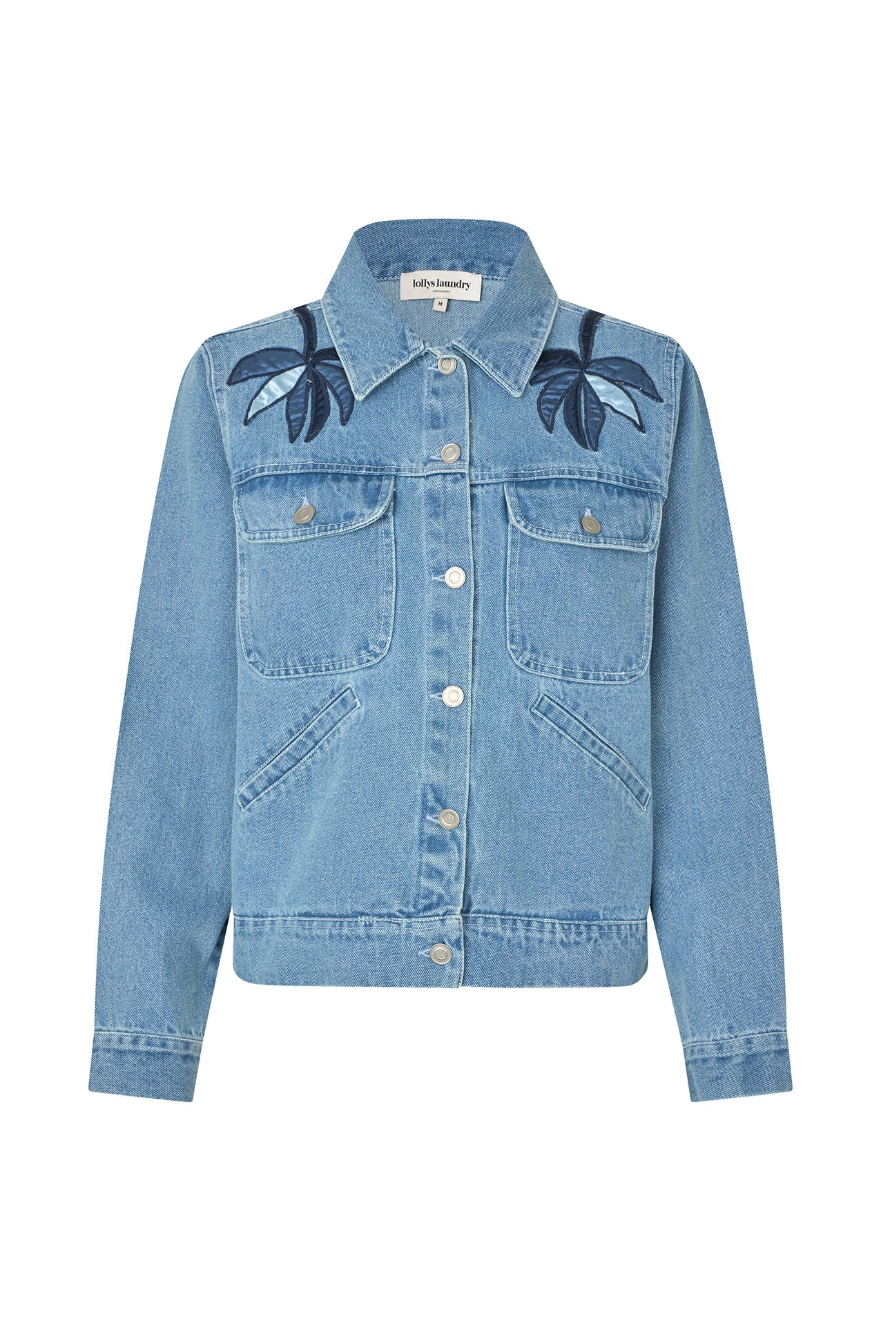 LOLLYS LAUNDRY | Birdll Denim Jacket - Washed Blue with Embroidery