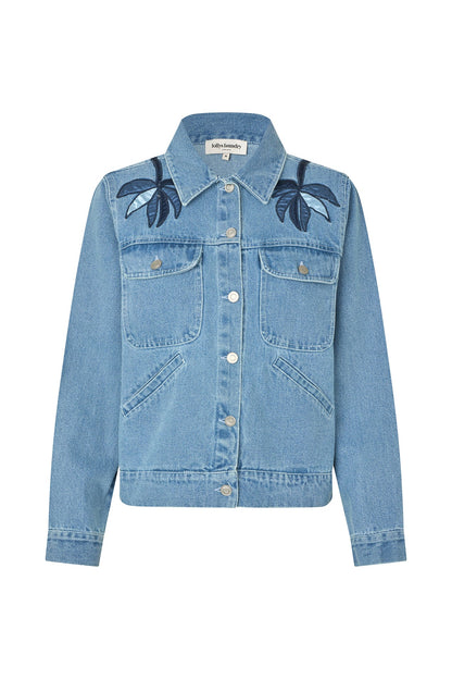 LOLLYS LAUNDRY | Birdll Denim Jacket - Washed Blue with Embroidery