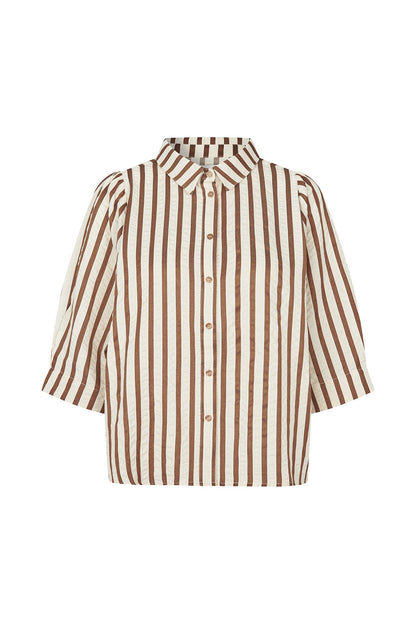 Lollys Laundry | Bonoll Stripe Shirt - Dark-Mokka