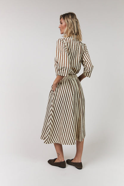 Lollys Laundry | Bonoll Stripe Shirt - Dark-Mokka