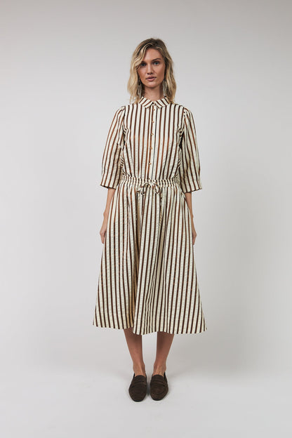 Lollys Laundry | Bristolll Wide Stripe Skirt - Dark Mocha