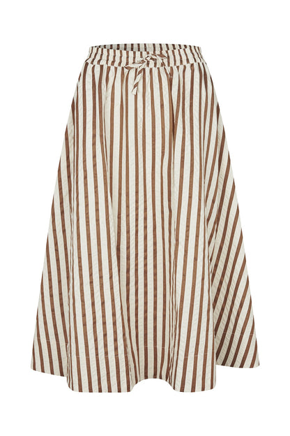 Lollys Laundry | Bristolll Wide Stripe Skirt - Dark Mocha