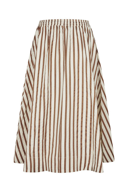 Lollys Laundry | Bristolll Wide Stripe Skirt - Dark Mocha