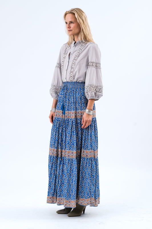 25173-1049 Blou Junell Shirt Ls Dusty-Blue