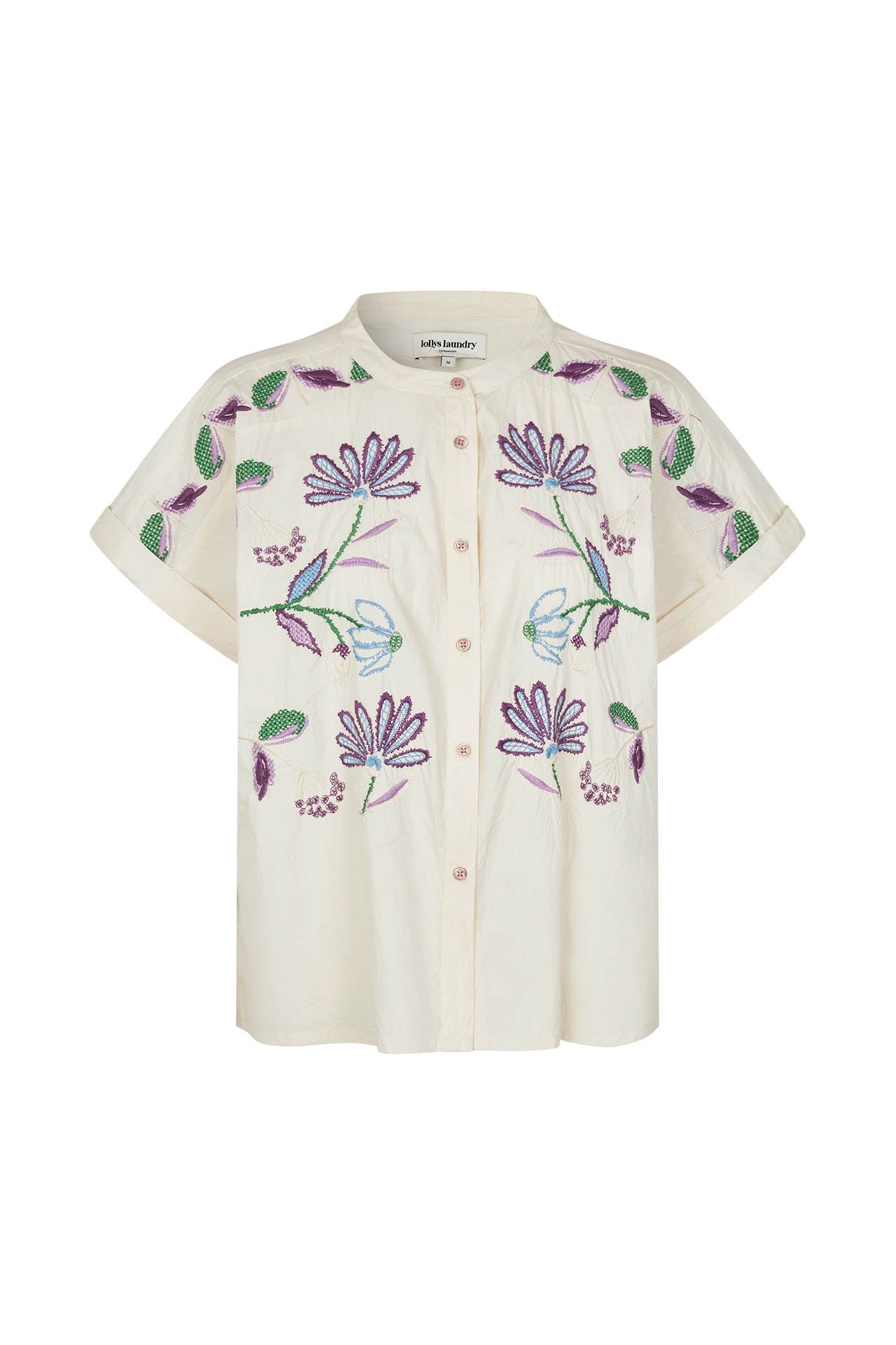 Lollys Laundry | Myall Short-Sleeve Shirt - Cream with Woven Detail