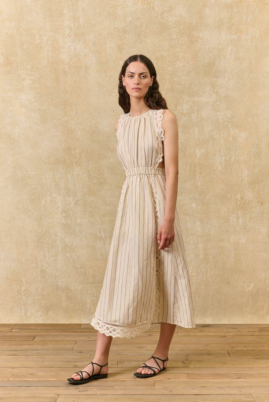 Dress Ariane Navy-Purple-Stripes