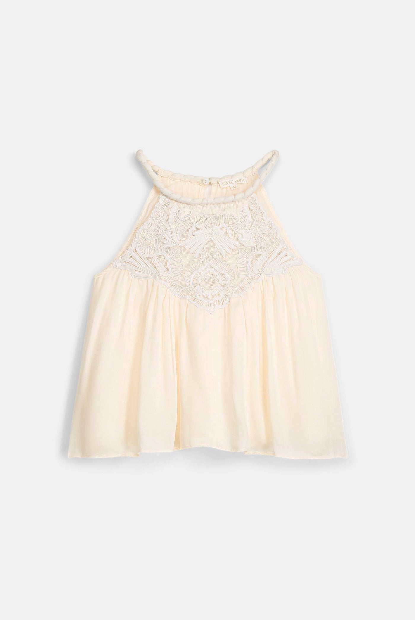 Louise Misha | Grita Yellow Satin Blouse - Hand-Twisted Neckline