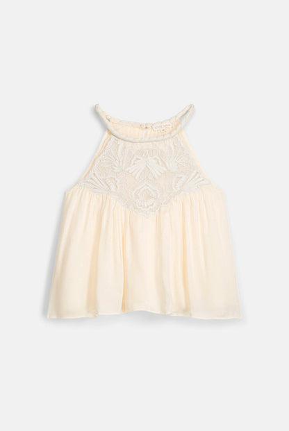 Louise Misha | Grita Yellow Satin Blouse - Hand-Twisted Neckline