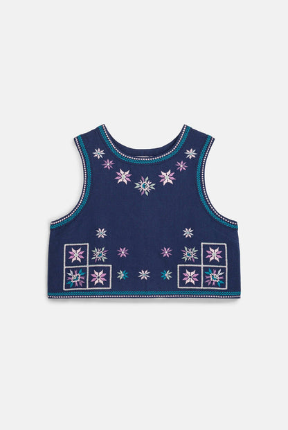 LOUISE MISHA | Blouse Irane Midnight - Cropped Backless Top
