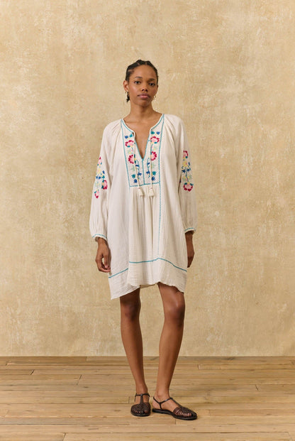 Louise Misha | Janicianne Dress - Off-White Cotton Gauze